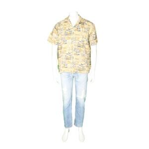 Go Barefoot Yacht Surfboard Islannd Marlin Reverse Print Hawaiian Aloha Shirt M